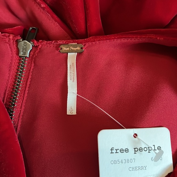 Free People Soft Focus Cherry Velvet Dress - Picture 6 of 15